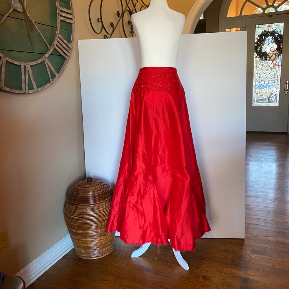 Free People One Party Red Maxi Skirt SZ 4 - Picture 5 of 8